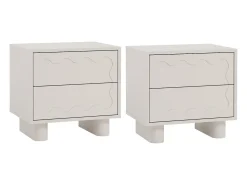 Mesa de cabeceira conjunto de 2 com 2 gavetas em mdf bege - ANEZA
