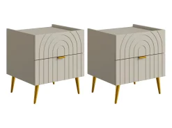 Mesa de cabeceira, conjunto de 2 com 2 gavetas, cor bege - NORSIM por Pascal MORABITO