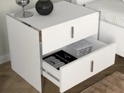 Mesa de cabeceira, conjunto de 2 com 2 gavetas, branca - CADEBA