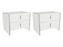 Mesa de cabeceira, conjunto de 2 com 2 gavetas, branca - CADEBA