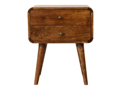 Mesa de cabeceira curva cor castanha Artisan Furniture, 2 gavetas, castanho