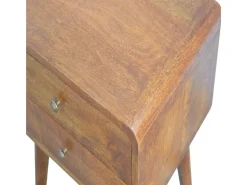 Mesa de cabeceira curva cor castanha Artisan Furniture, 2 gavetas, castanho