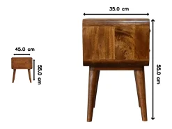 Mesa de cabeceira curva cor castanha Artisan Furniture, 2 gavetas, castanho