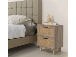 Mesa de cabeceira Dalia 2 gavetas cor carvalho