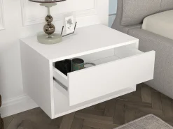 Mesa de cabeceira de parede RITAMI com 1 gaveta e 1 prateleira, branca