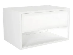 Mesa de cabeceira de parede RITAMI com 1 gaveta e 1 prateleira, branca