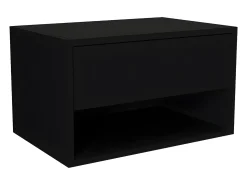 Mesa de cabeceira de parede RITAMI com 1 gaveta e 1 prateleira, preta