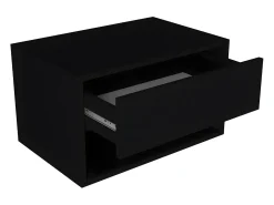 Mesa de cabeceira de parede RITAMI com 1 gaveta e 1 prateleira, preta