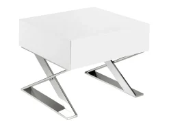 Mesa de cabeceira em madeira branca e aço cromado 7007 ANGEL CERDA