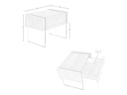 Mesa de cabeceira em nogueira com tampo de vidro a imitar mármore e iluminação interior 7038 ANGEL CERDA