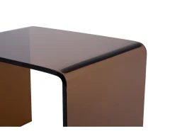 Mesa de cabeceira em vidro temperado curvo castanho - SUZANA