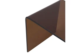 Mesa de cabeceira em vidro temperado curvo castanho - SUZANA