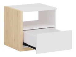Mesa de cabeceira escandinava 1 gaveta e 1 nicho branco e natural - NAPOLI II