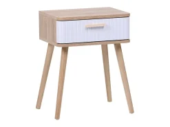 Mesa de cabeceira estilo nórdico Frisa branco/carvalho 1 gaveta 40x52x30 cm