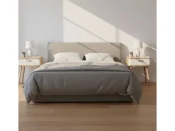 Mesa de cabeceira estilo nórdico Frisa branco/carvalho 1 gaveta 40x52x30 cm