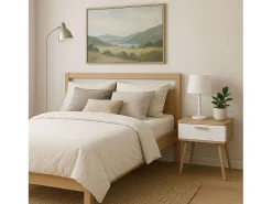Mesa de cabeceira estilo nórdico Frisa branco/carvalho 1 gaveta 40x52x30 cm