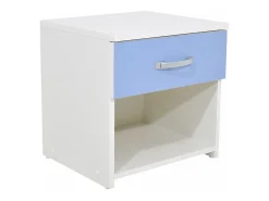Mesa de cabeceira haaus Leco, 1 gaveta, branco/azul, 40 x 35 x 40 cm