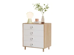 Mesa de cabeceira infantil - 80 x 54 x 90 cm - com 4 gavetas - cômoda de quarto - MDF + aglomerado - branco