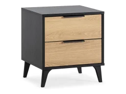 Mesa de cabeceira Kalma 2 gavetas cor preto/carvalho