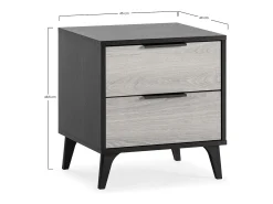Mesa de cabeceira Kalma 2 gavetas cor preto/carvalho