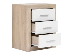 Mesa de Cabeceira Kiara 3 Gavetas, Carvalho e Grafito 50x60cm