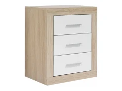 Mesa de Cabeceira Kiara 3 Gavetas, Carvalho e Grafito 50x60cm