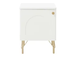 Mesa de cabeceira lado direito com 1 porta em branco e dourado - ALOBARA