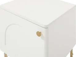 Mesa de cabeceira lado direito com 1 porta em branco e dourado - ALOBARA