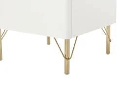 Mesa de cabeceira lado direito com 1 porta em branco e dourado - ALOBARA