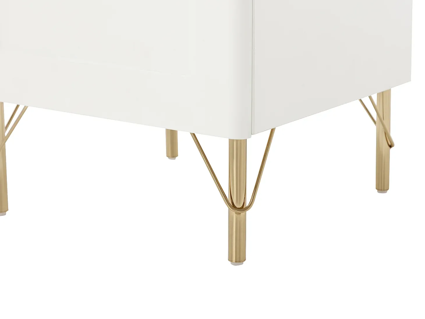 Mesa de cabeceira lado direito com 1 porta em branco e dourado - ALOBARA