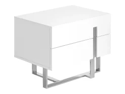 Mesa de cabeceira madeira branca e aço cromado 7003 ANGEL CERDA