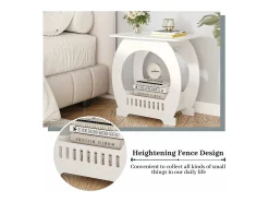 Mesa de cabeceira, mesa noturna com cesta, mesa de café de pequenos espaços, extremidade do sofá, mesa da sala - 44x30x46cm - branco