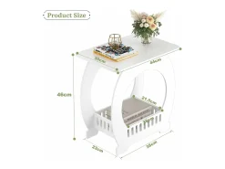 Mesa de cabeceira, mesa noturna com cesta, mesa de café de pequenos espaços, extremidade do sofá, mesa da sala - 44x30x46cm - branco
