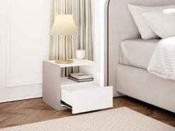Mesa de cabeceira NAPOLI 1 gaveta Branco e taupe