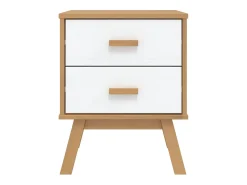 Mesa de cabeceira OLDEN madeira de pinho maciça branco/castanho