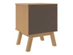 Mesa de cabeceira OLDEN madeira de pinho maciça branco/castanho
