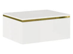 Mesa de cabeceira suspenso com 1 gaveta branco brilhante e dourado - VUKIA de Pascal Morabito