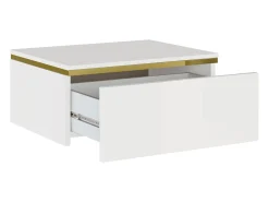Mesa de cabeceira suspenso com 1 gaveta branco brilhante e dourado - VUKIA de Pascal Morabito