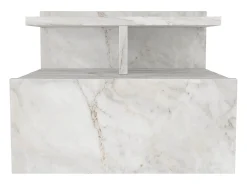 Mesa de cabeceira suspensa com 1 gaveta e 1 prateleira efeito mármore branco - AZELNO