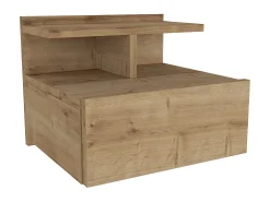 Mesa de cabeceira suspensa conjunto de 2 com 1 gaveta e 1 prateleira cor natural - AZELNO