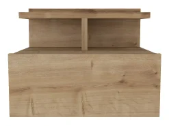 Mesa de cabeceira suspensa conjunto de 2 com 1 gaveta e 1 prateleira cor natural - AZELNO