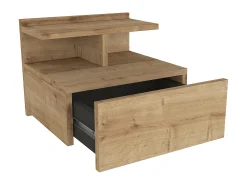 Mesa de cabeceira suspensa conjunto de 2 com 1 gaveta e 1 prateleira cor natural - AZELNO