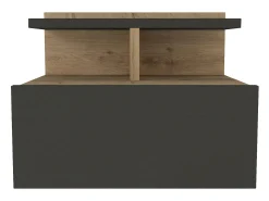 Mesa de cabeceira suspensa com 1 gaveta e 1 prateleira natural e antracite - AZELNO
