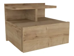 Mesa de cabeceira suspensa com 1 gaveta e 1 prateleira cor natural - AZELNO