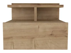Mesa de cabeceira suspensa com 1 gaveta e 1 prateleira cor natural - AZELNO