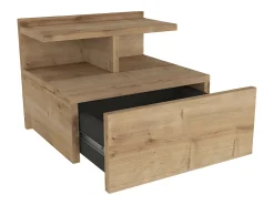 Mesa de cabeceira suspensa com 1 gaveta e 1 prateleira cor natural - AZELNO
