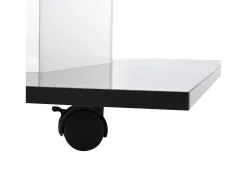Mesa de café quadrada giratória - com LEDs ajustáveis ​​e rodízios de freio - Painel de vidro e partículas - branco e preto - 80x80x40cm