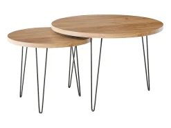 Mesa de café redonda LAPP conjunto Ø50 + Ø68 cm Carvalho Craft