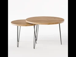 Mesa de café redonda LAPP conjunto Ø50 + Ø68 cm Carvalho Craft