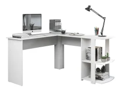 Mesa de canto - 140 x 140 x 75 cm - Mesa de computador em L com 2 prateleiras - aglomerado - branco